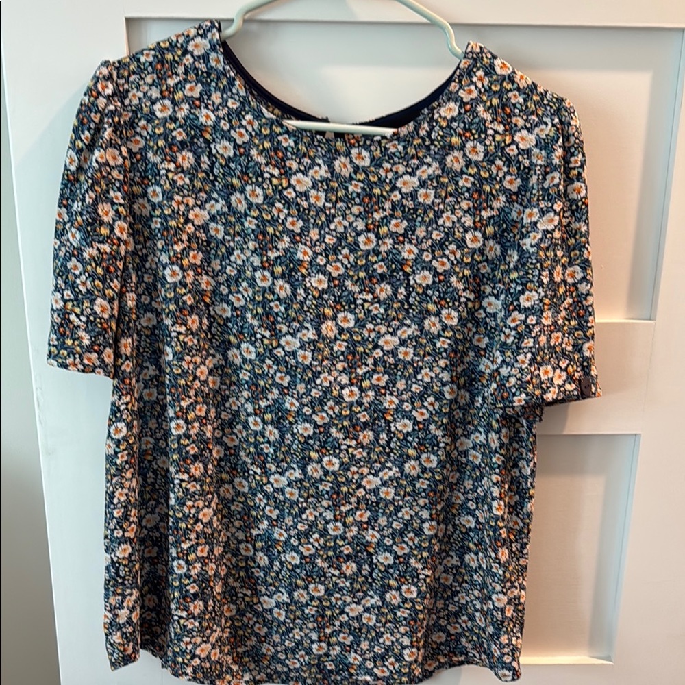 W5 Blue and Silver Floral Boxy Blouse
